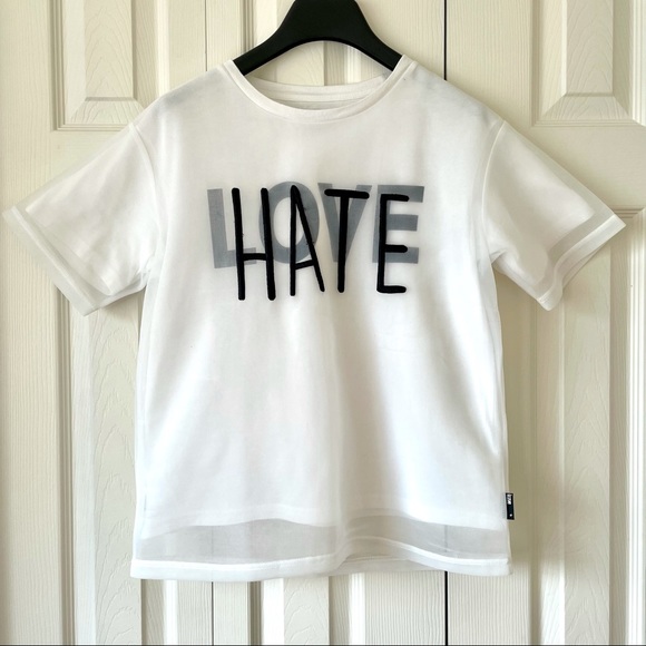Izzue Love & Hate Two Layer White Tee - Picture 1 of 10